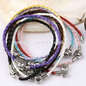 10p Mixed Braided@ Leather Clasp Clip on Chain Bracelet  