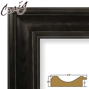 Picture Frame Weathered Black Pine 2.5 Wide Complete New Wood Frame 