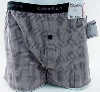 Calvin Klein Mens BXR Matrix Grey Plaid Woven Boxers  