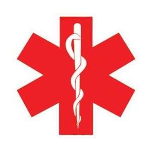   Star of Life Decal With White Border done in Red   16 h   REFLECTIVE