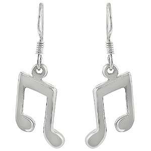  Sterling Silver Music Note Dangle Earrings: Jewelry
