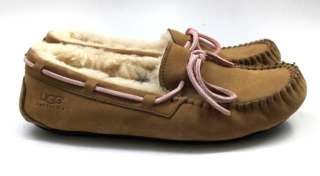 Ugg Tan Pink Moccasins Slippers Loafers Casual Sheepskin Lined Shoes 