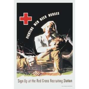   Red Cross Recruiting Station 28x42 Giclee on Canvas: Home & Kitchen