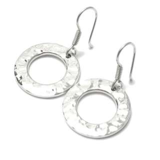 Sterling Silver Round Hammered Hook Earrings O5 1320  