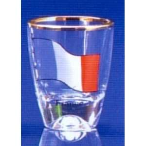  France Flag Shot Glass with Gold Rim 4 Piece Gift Box 