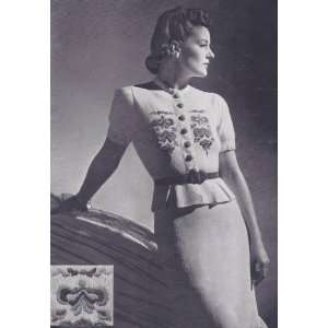  Knitting PATTERN to make   1930s Embroidery Two Piece Suit Dress 