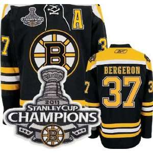  2011 Stanley CUP Champions Patch #37 Patrice Bergeron Black Kid NHL 