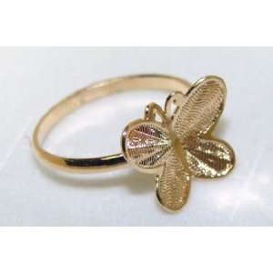  KIDS 18K SKILLUS GOLD BUTTERFLY RING, LEAD & NICKEL FREE 