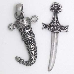 Little Persian Sword Dagger Pewter Pendant W Necklace  