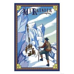  Mt. Rainier Ice Climbers, Washington Giclee Poster Print 