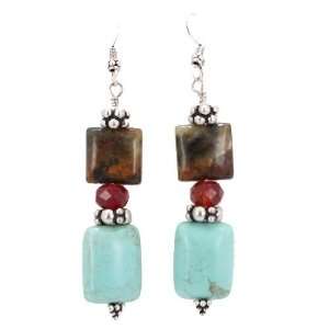   Gemstone Bead Dangle Earrings with Sterling Silver Accent Beads, #7483