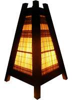 ASIAN ORIENTAL NATURE BROWN BAMBOO PYRAMID TABLE LAMP  