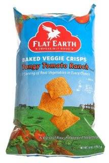 Flat Earth Vegetable Crisps Tangy Tomato Ranch, 6 Ounce Bags (Pack of 