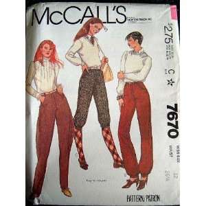   : MISSES PANTS SIZE 12 MCCALLS SEWING PATTERN #7670: Everything Else