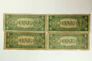 1935 A Lot of 4   One Dollar $1 Bill Hawaii Silver Certificate WWII 