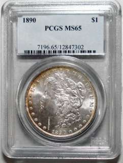 1890 MORGAN DOLLAR PCGS MS 65 CHERRY