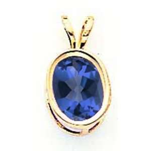  14k 8x6mm Oval Sapphire Bezel Pendant: West Coast Jewelry 