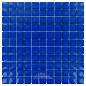  1 x 1 glass mosaic tile in carribean blue clear: Home 