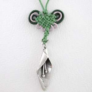   Silver on an 18 Thin Green Cord, #8812: Taos Trading Jewelry: Jewelry