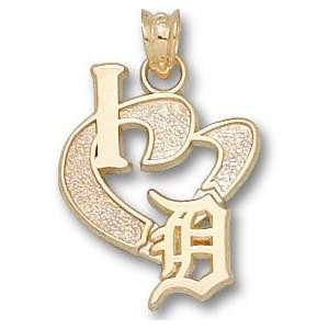   Detroit Tigers 10K Gold I Heart D 3/4 Pendant