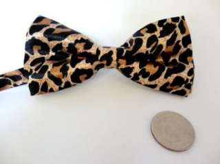 Satin clip on bow tie, mens bow tie (Cheetah) Clothing