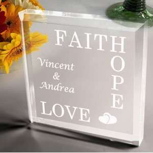    Personalized Faith, Hope, Love Keepsake & Paperweight Baby