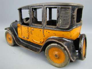 Antique ARCADE USA Yellow Cab #1 Cast Iron Car 9 Long  