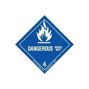  Dangerous When Wet Label, Worded, Paper, Roll of 500 