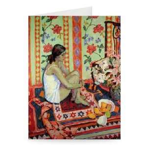 Seated Figure with Broken Bowl and Lemons..   Greeting Card (Pack of 2 