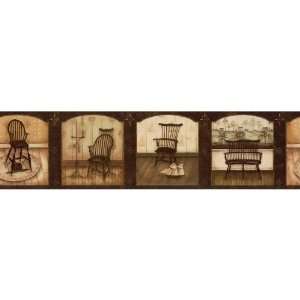   By Color BC1580120 Brown Wooden Chairs Border: Home Improvement