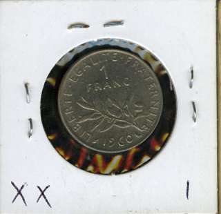 VERY NICE 1960 REPUBLIQUE FRANCAISE 1 FRANC COIN XX1  