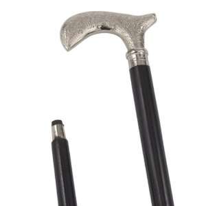   Sadek Nickel Blk Wood Cane Walking Branch Handle 