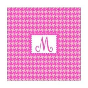 Houndstooth Initial Wall Art   Color: Pink/Black   Size: 24 inches