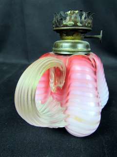 SUPER RARE! Antique Victorian Quilted Satin Glass Miniature Oil 