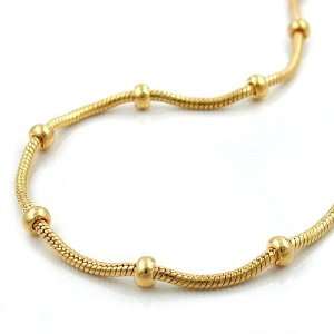  NECKLACE, SNAKE AND BALL CHAIN, GOLD PLATED, 45CM, NEW DE 