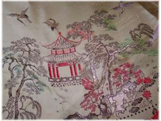   Shawl Temple Floral Design Birds 42x42 Silk ~ Excellent!!!  
