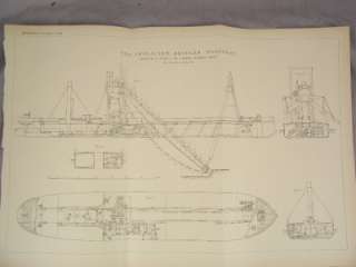 18 ENGINEERING Boat Bridge Rail ENGRAVINGS 1883 13x20  