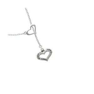   AB Crystals   Dream, Hope, Wish Heart Lariat Charm Necklace: Jewelry