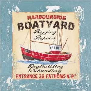   15012 Harborside Boatyard Outdoor Art   Wiscombe Size 24 x 24