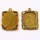 25x Brass Yellow Picture Frame Charm Pendant Finding  