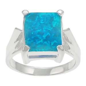  Sterling Silver with Blue Opal Ring: Jewelry
