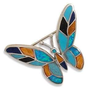  Synthetic Opal and Multicolor Stone Butterfly Pin Jewelry