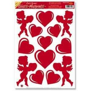  Heart and Cupid Glass Magnets 