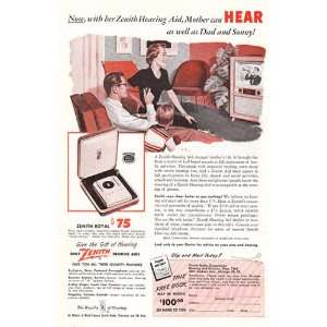  Print Ad 1951 Zenith Hearing Aid Mother, Dad, Sonny 
