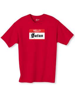 HELLO MY NAME IS SATAN  Cool Devil FUNNY T SHIRT NEW  