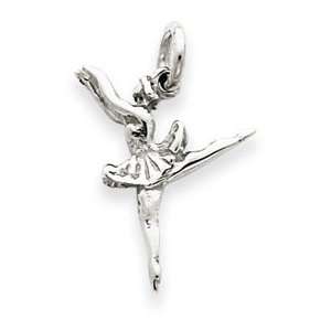  14k White Gold Polished 3 Dimensional Ballerina Pendant 