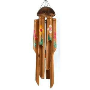  Hawaii Wind Chime Carved Bamboo 16 in.