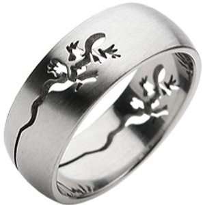    Size 12 Spikes 316L Stainless Steel Lizard Carve Ring: Jewelry