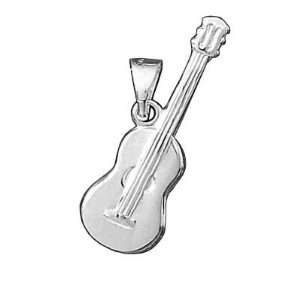    Sterling Silver Acoustic Guitar Music Strings Pendant Jewelry