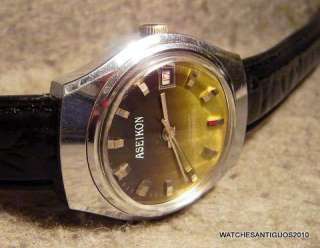 VINTAGE ASEIKON WATCH MEN´S MANUAL WIND RARE DIAL  